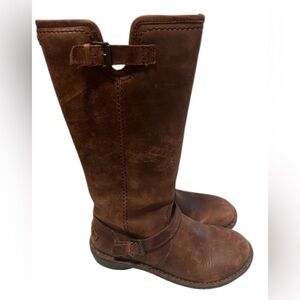 UGG Rosen Women’s Brown Leather Sherpa Lined Riding Boots Sz:7